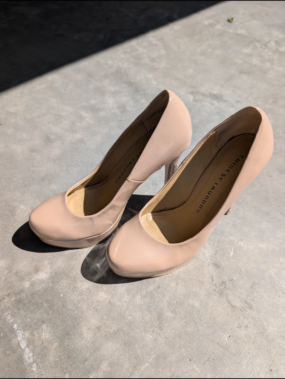 Chinese Laundry Nude Patent Round-Toe High Heels